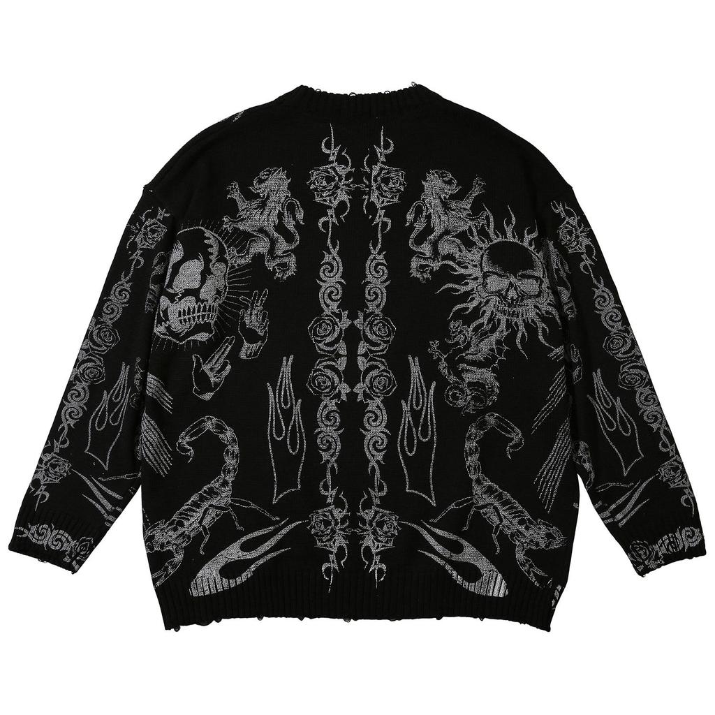 Unisex svetr Rose Eye Scorpion s roztrhaným pulovrem