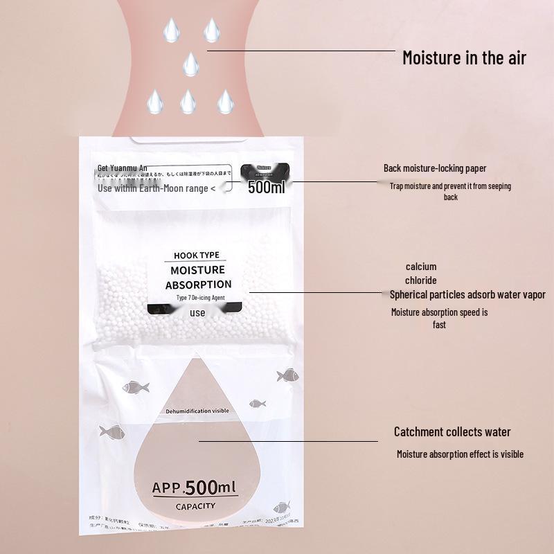 Hanging Moisture Absorbing Dehumidifying Bag for Wardrobe, Anti-Mold Desiccant