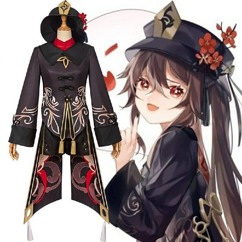 Genshin Hutao Impact Cosplay Costume Uniform Wig Cosplay  Hu Tao Halloween Hat