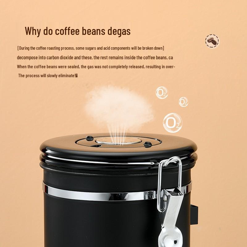 304 Stainless Steel Airtight Coffee Canister with Date Tracker and Exhaust Valve for Freshness