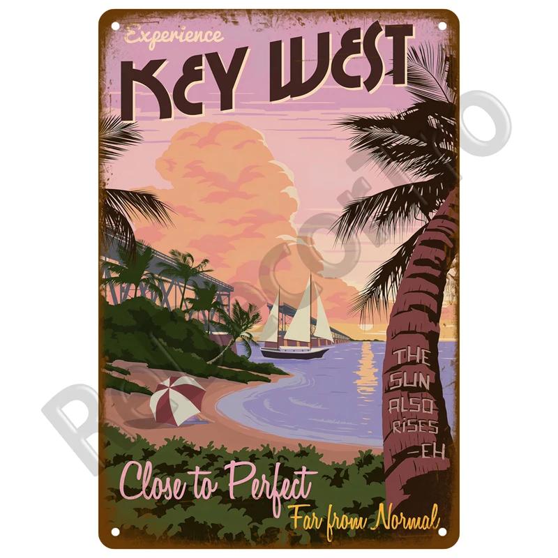 Plaque Metal Sign Beach House Seaside Decorative Plate Vintage Summer Metal Wall Sign Beach Decor For Beach Bar Beach Tin Sign
