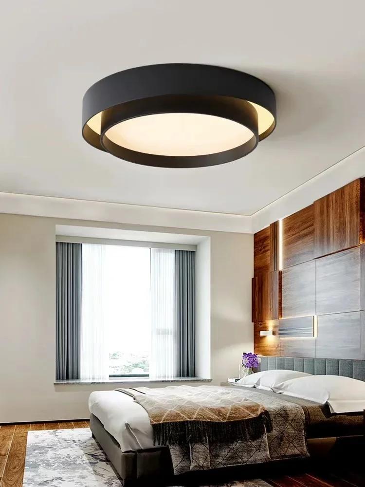 Modern Round LED Ceiling Lamp Bedroom Ceiling Light 30cm/40cm/50cm Black White Chandelier Minimalist Home Decor Lighting Fixture
