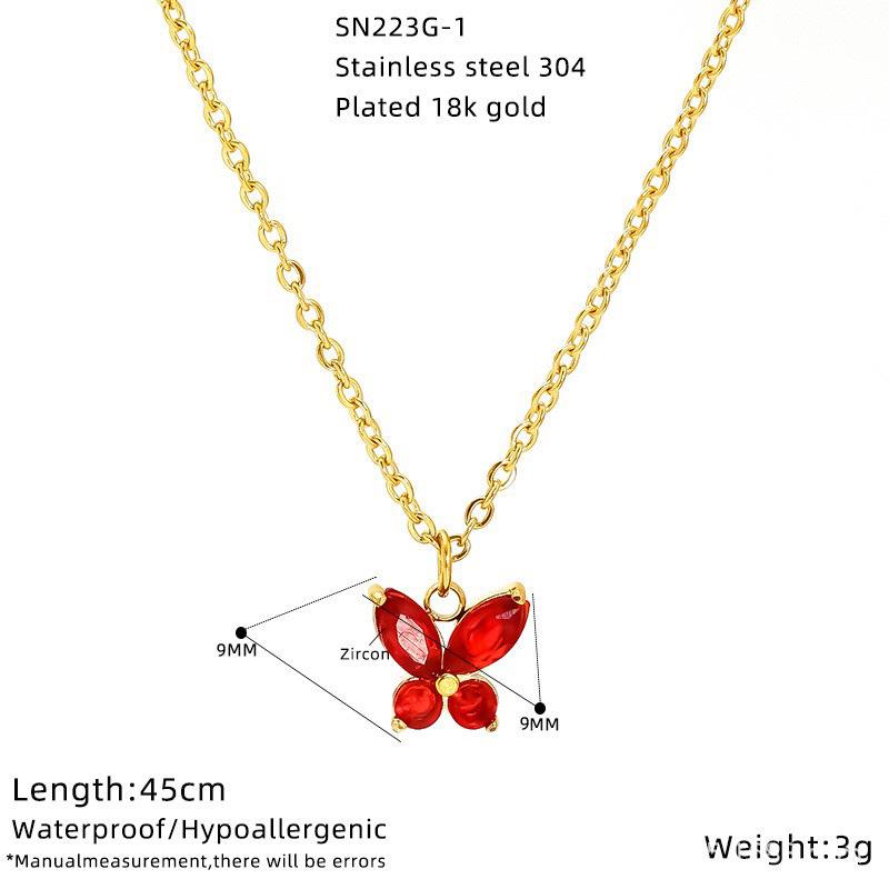 Color Titanium Steel Butterfly Necklace Light Luxury Diamond Malachite Green Clavicle Chain Personalized Pendant Jewelry