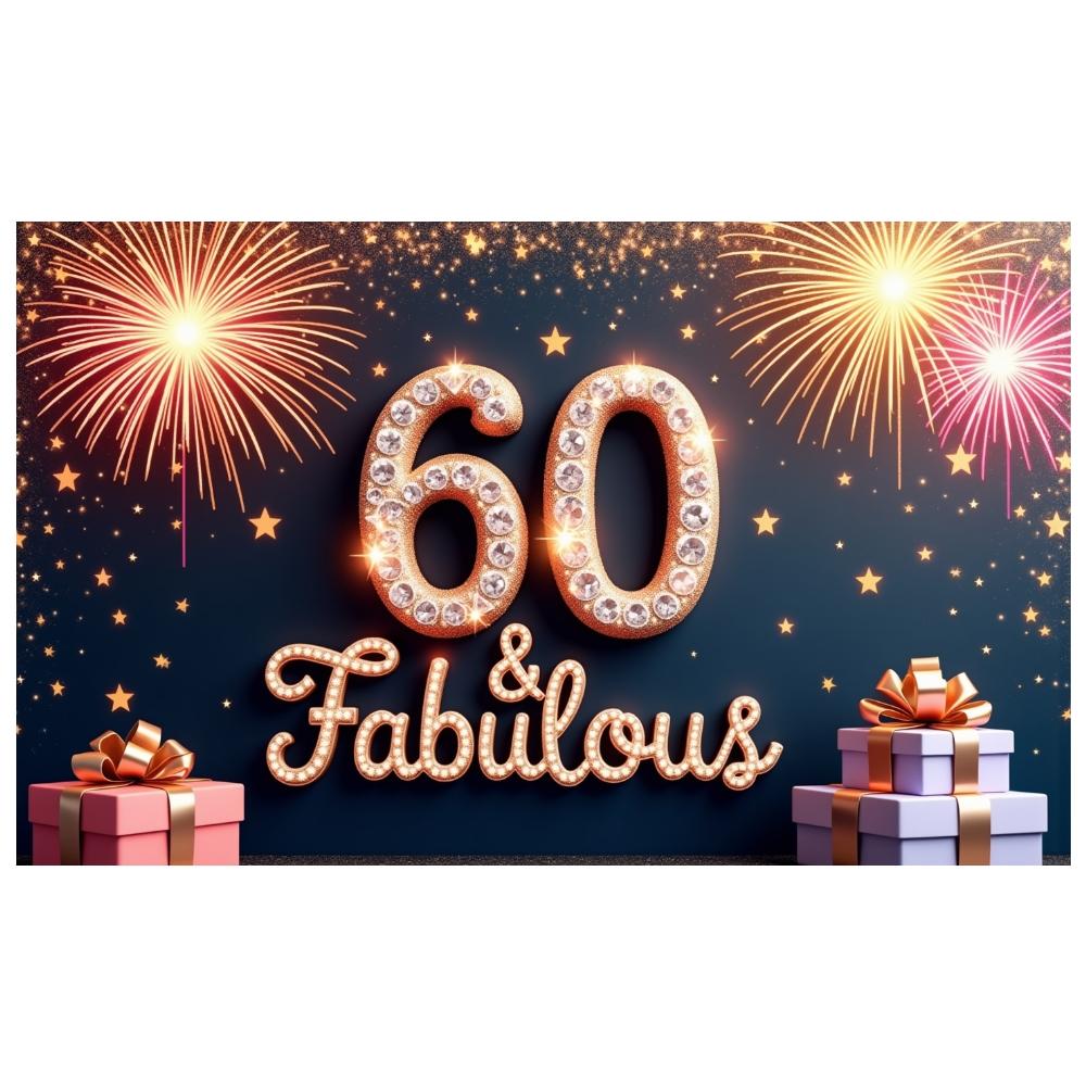 Birthday Celebration Banner LED-effect Lettering Glamorous Birthday Backdrop Fabulous Birthday Banner Milestone Theme For Luxury