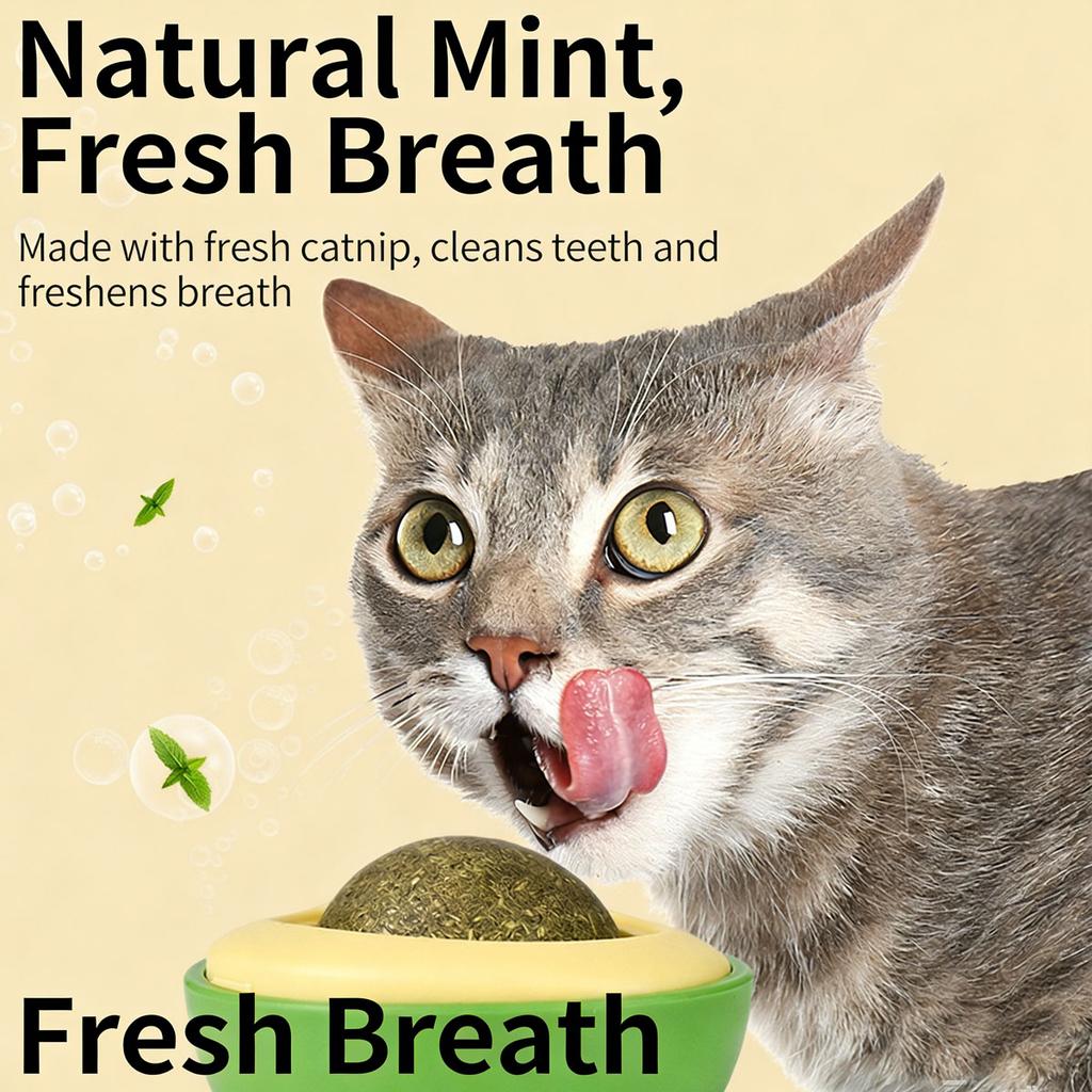 Avocado Shape Cat Catnip Wall Ball Toy Natural Silvervine Licking BallWall Mounted Dental CleaningTeethGrinding Kitten Oral Care