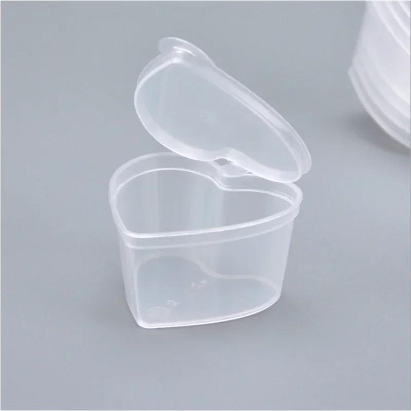 10PCS 45ml Transparent Box DIY Sealed Plastic PP Storage Box Heart-shaped Suitable Storage Boxes & Bins Medical Kit