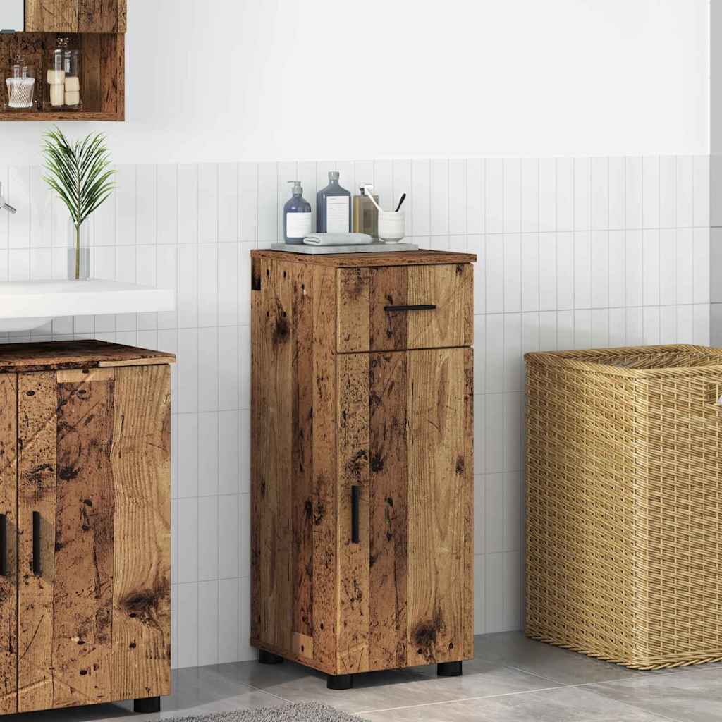 Bathroom Cabinet with Drawers Reclaimed Wood Look 30 x 35 x 80 cm