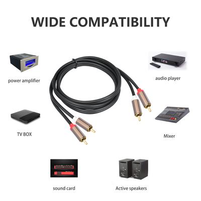 Cavo AUX Stereo 2RCA Maschio a Maschio con Connettori Placcati Oro per Home Theater HDTV Amplificatori HiFi