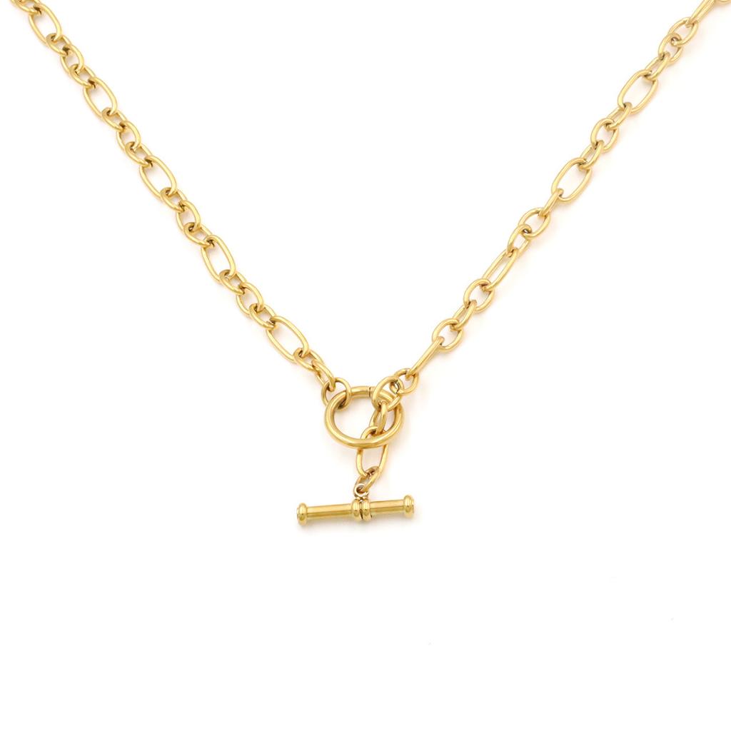 18K Gold Titanium Steel Collarbone Chain High-End Fashion Ot Buckle Cross Chain Necklace Women