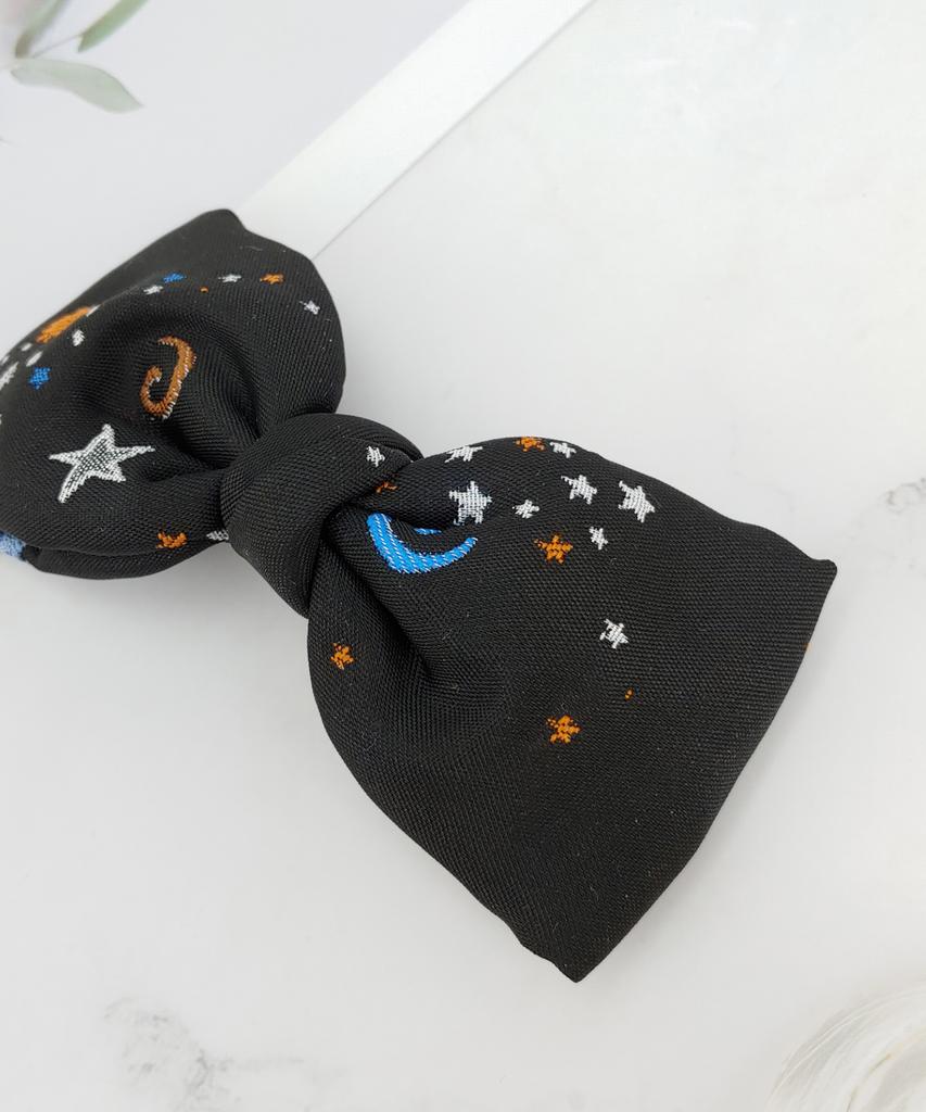 Maia Milky Way Star Jacquard Hair Ribbon Pin - Blue