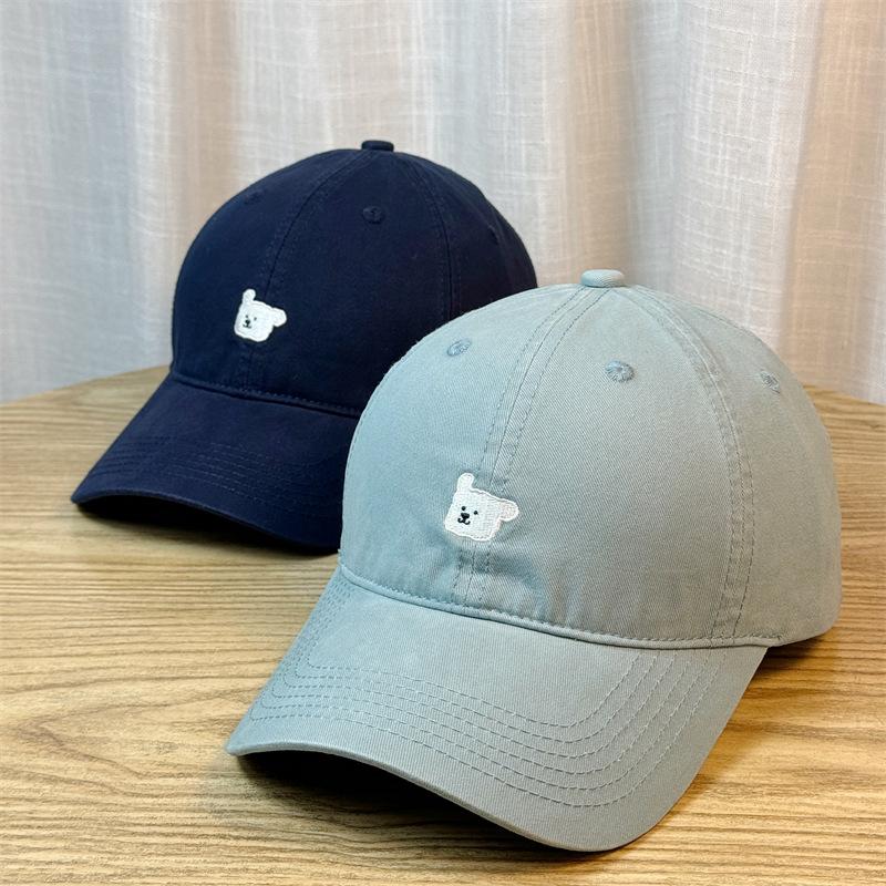 Bear Embroidered Hat Baseball Cap Women's New Four-season Versatile Curved Brim Soft Top Cap Ins