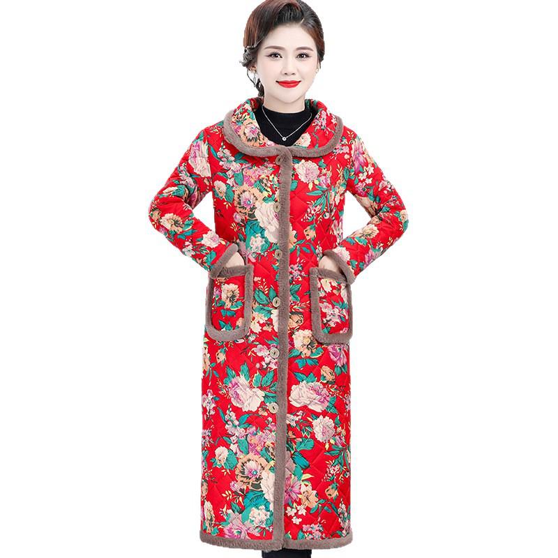 Cappotto Lungo da Donna in Cotone con Fodera in Pile - Calore Invernale per Mezza Età e Anziani