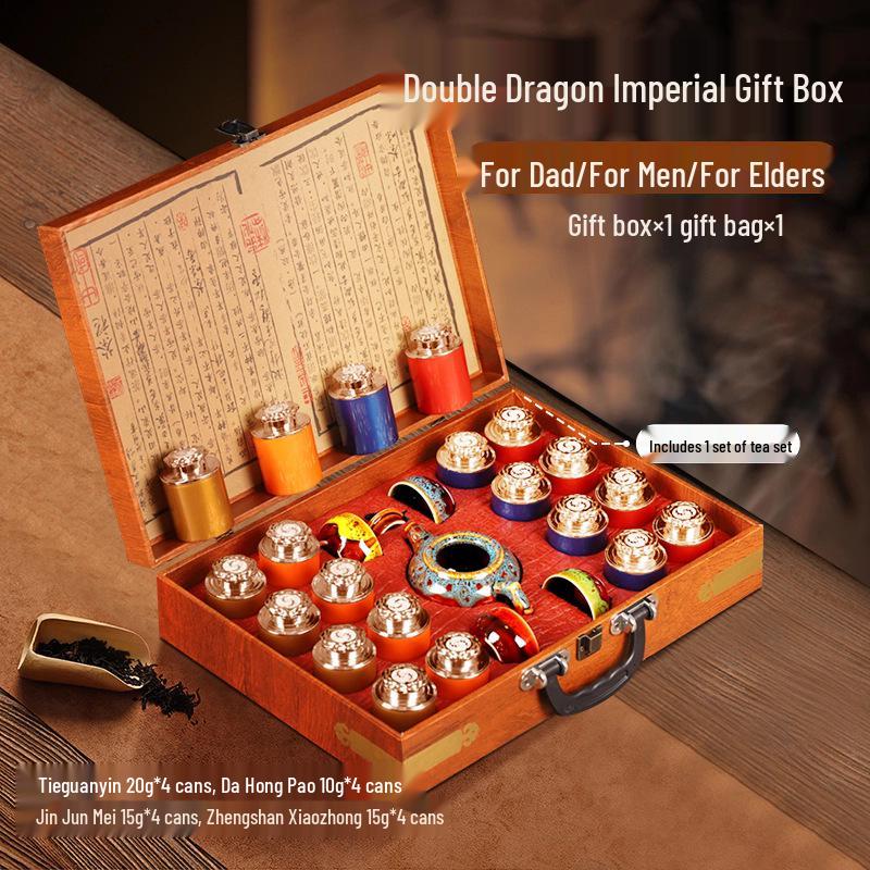 Premium Tea Gift Box: Oolong, Black, Pu-erh & Jasmine - A Thousand Li of Rivers and Mountains Collection