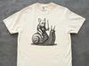 Funny French Bulldog Knight Riding Snail T-Shirt: Y2K Meme Dog Gift
