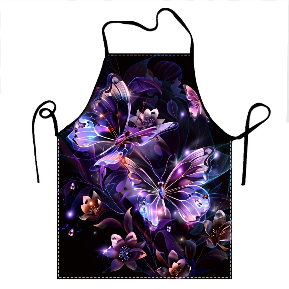 Butterfly Floral Apron With Purple Butterflies And Flowers Design For Cooking Baking And Kitchen Use