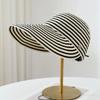 New empty top sun hat, large brim foldable contrasting stripes, sun hat, sun protection hat, empty top hat for women