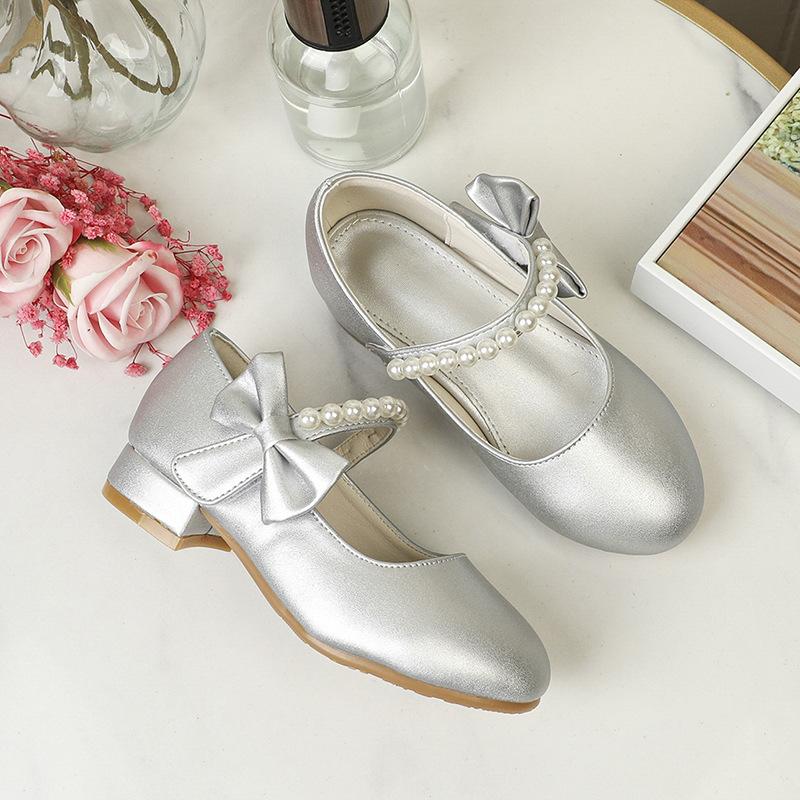 Girls' Princess Shoes White Leather Shoes Fashionable Elegant Dance Leather Shoes Graceful Princess Style Temperament Girls' Big Kids Leather Shoes