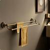 Double Towel Bar Brass Rack with Decorative Base Long-Lasting for Restroom