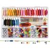 100/96 Colors High Tenacity Embroidery Thread Set Cross Stitch Sewing Thread with Floss Bins&Scissors Thimble Cross Stitch Tool