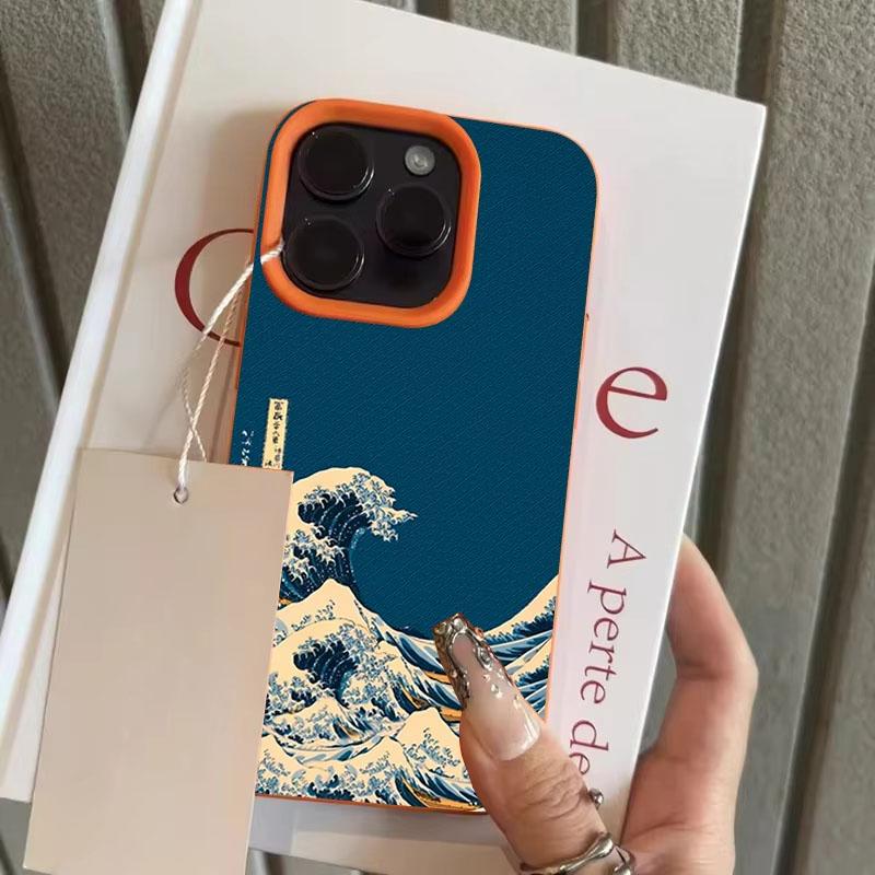 

Kanagawa Wave Decorative Lichee Pattern Phone Case For iPhone 17 16 15 14 13 12 11 Pro Max XS X XR 16 Plus 16E 17E 17 Air Cover iPhone 12 Pro