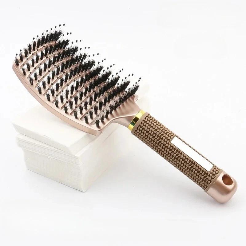 Women Magical Brush Detangler Detangling Boar Bristle Hair Brush Arched Design