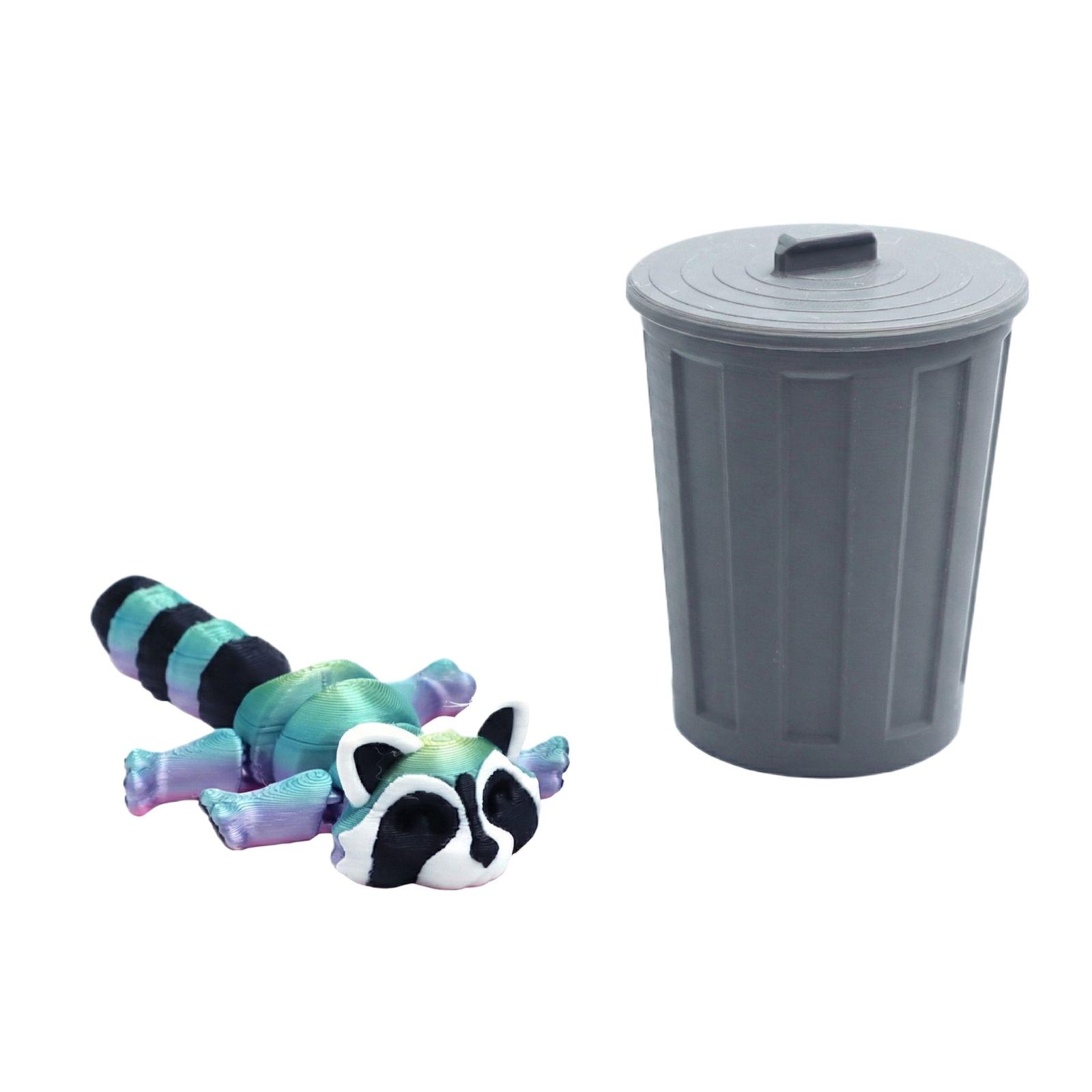 3D-печатная шарнирная игрушка-енот Мусорное ведро