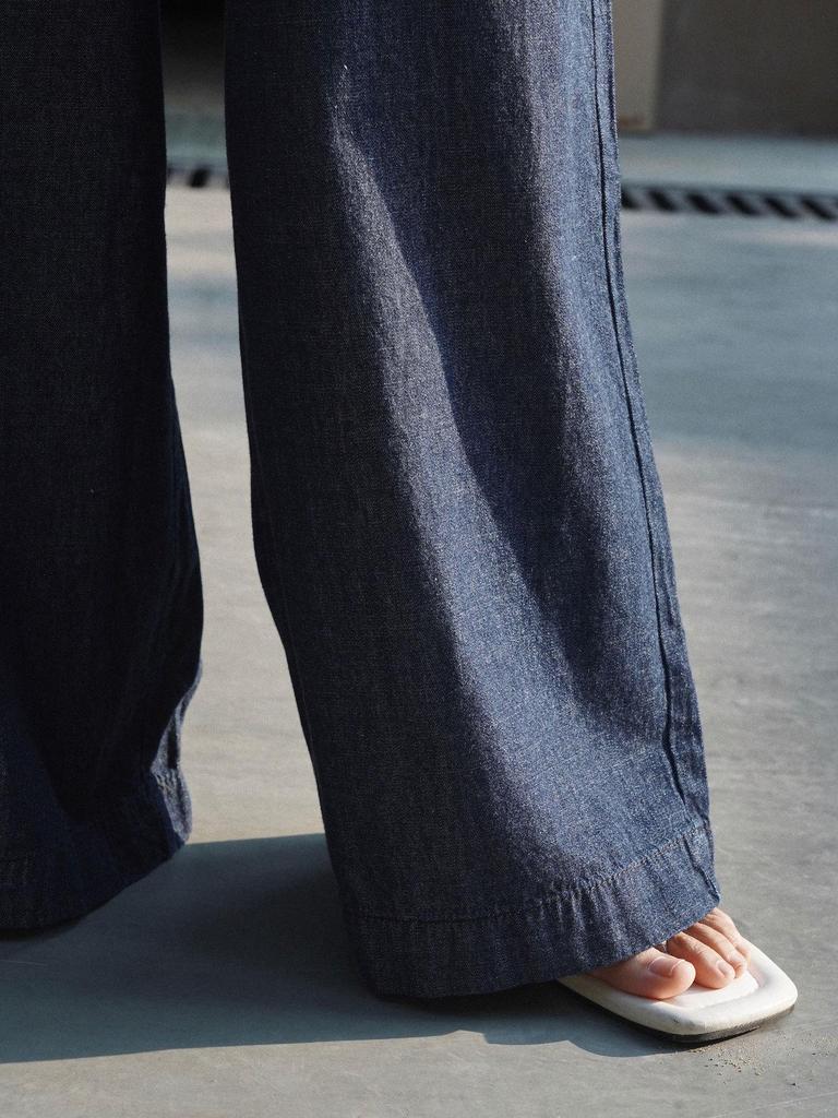 Louvre Summer Korean Retro Wide-Leg Breathable Sun Protection Jeans for Women