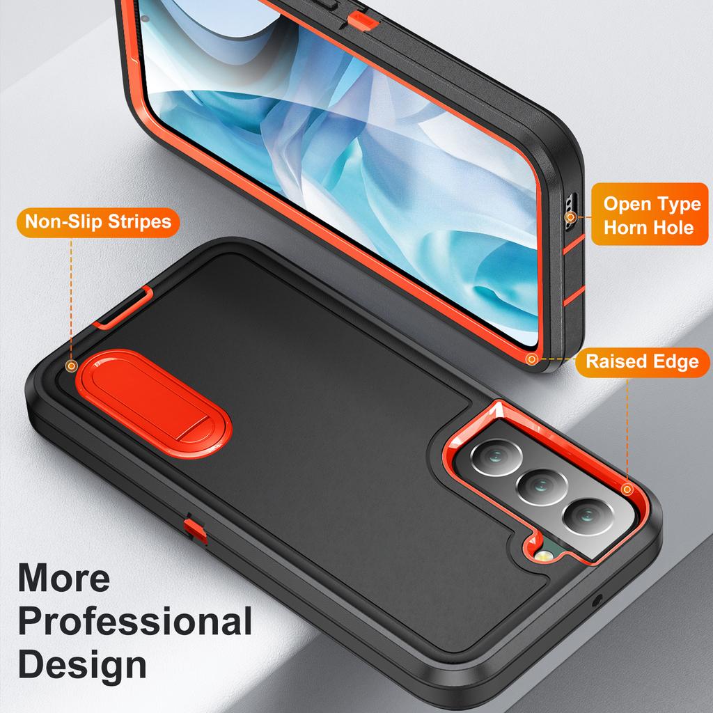 For Samsung Galaxy S22 5G Case Case Kickstand Phone Cover PC + Silicone + EVA 3-in-1 Design