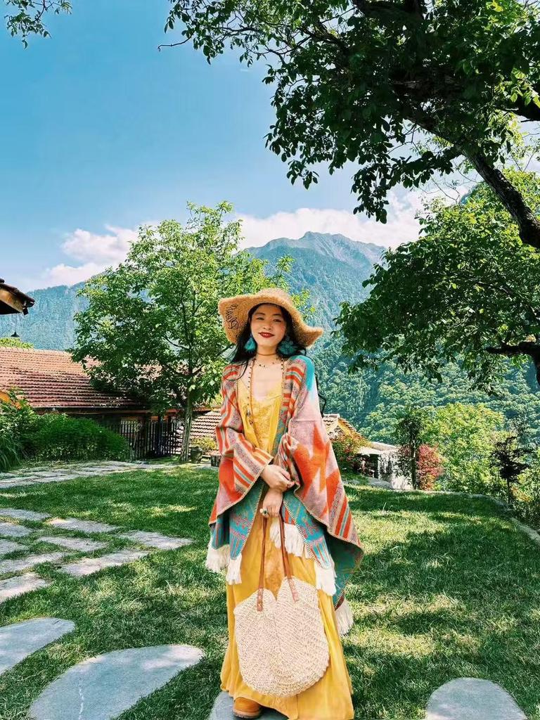 Ethnic Style Knitted Shawl Pullover Cape - Women's Warm Travel Cloak