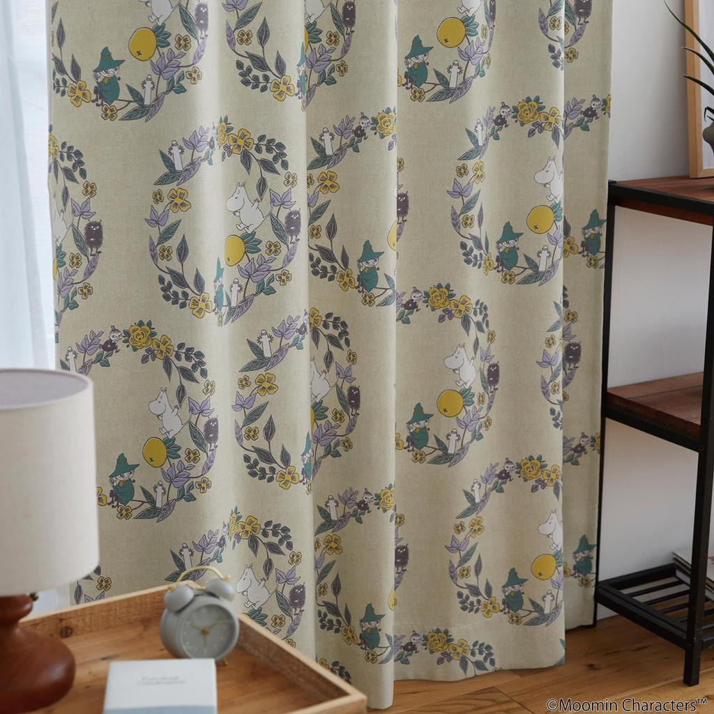 Suminoe MOOMIN Fruit Garden Curtain 1 100 x 135 Y Drape, Panel, cm, 323-76014
