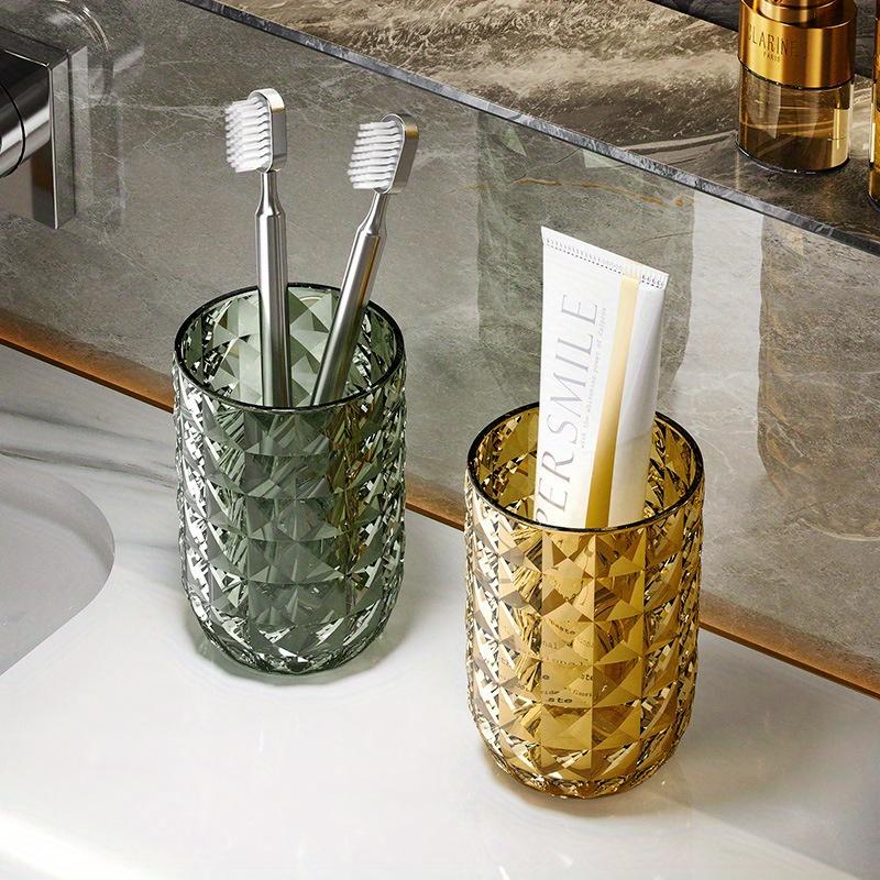 Bicchiere per collutorio di lusso, elegante, con design raffinato, trasparente, set per coppia, bicchiere per spazzolino, bicchiere per lavaggio a casa, motivo ghiacciaio.