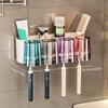 Multifunctional Toothbrush Holder And Mug Holder Wall Mounted Perforation-free Bathroom Shelf Mouthwash Cup Toothbrush Holder