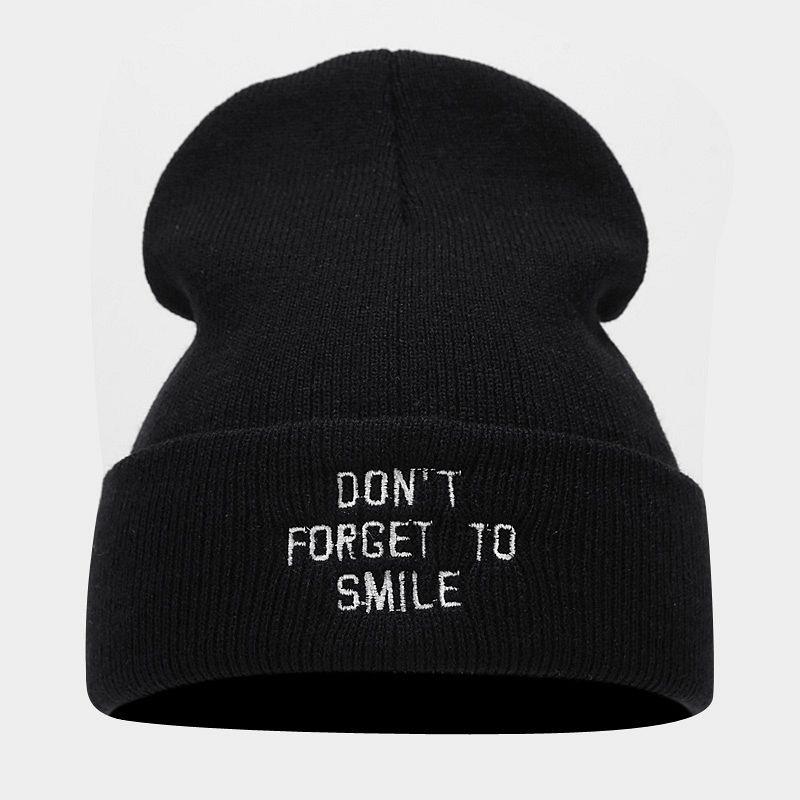 Trendy Brand Fashion Letter Embroidery Knitted Pullover Hat Women's Personality Simple Curling Heap Hat Men's Cold Hat