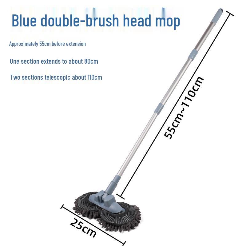 Mop Retrátil para Lavagem de Carro com Haste de Três Seções e Escova de Chenille - Cabo Curvado Conjunto de Ferramentas para Enceramento