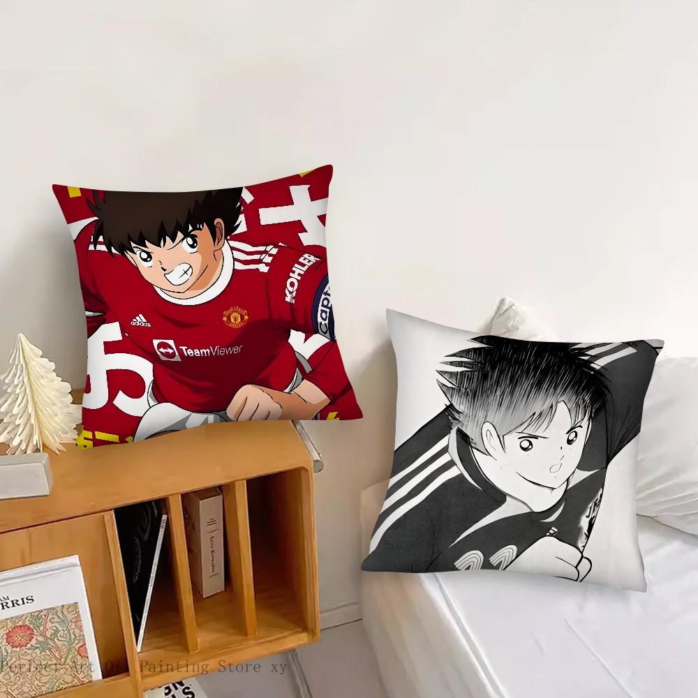 C-Captain Tsubasa Animations-Kissenbezug Quadratisches Kissen Schlafzimmer Sofa Freizeit Komfortkissen Auto Wohnzimmer Heimdekoration 40X40