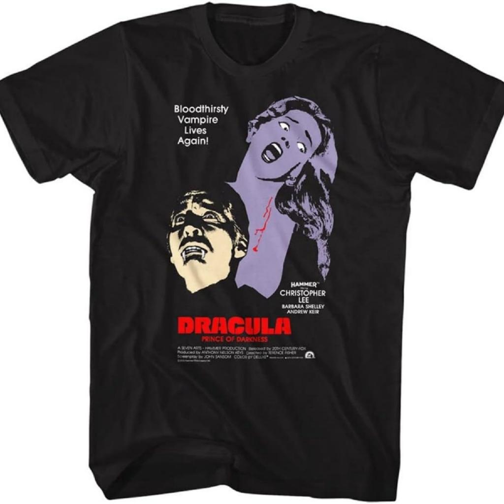 American Classics Hammer Horror Dracula Bloodthirsty Poster Adult Short Sleeve T-Shirts Graphic Tees