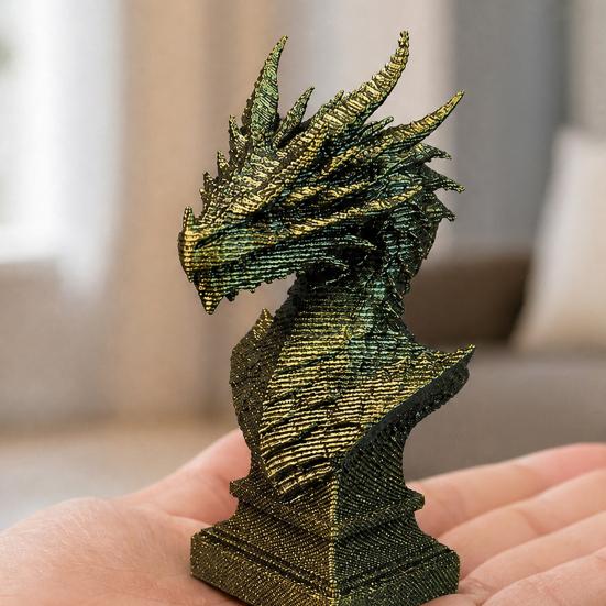 3D Printed Ancient Dragon Bust Sculpture, Realistic Scales & Spikes, One-piece Molding Decor with Multiple Colors, Compact Ornament for Living Room