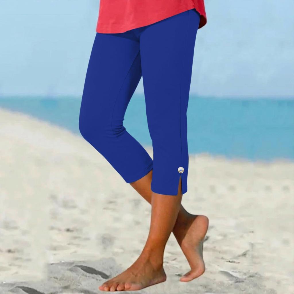 Modische farbige High-Waist-Sport-Yoga-Freizeit-Cropped-Hose für Damen