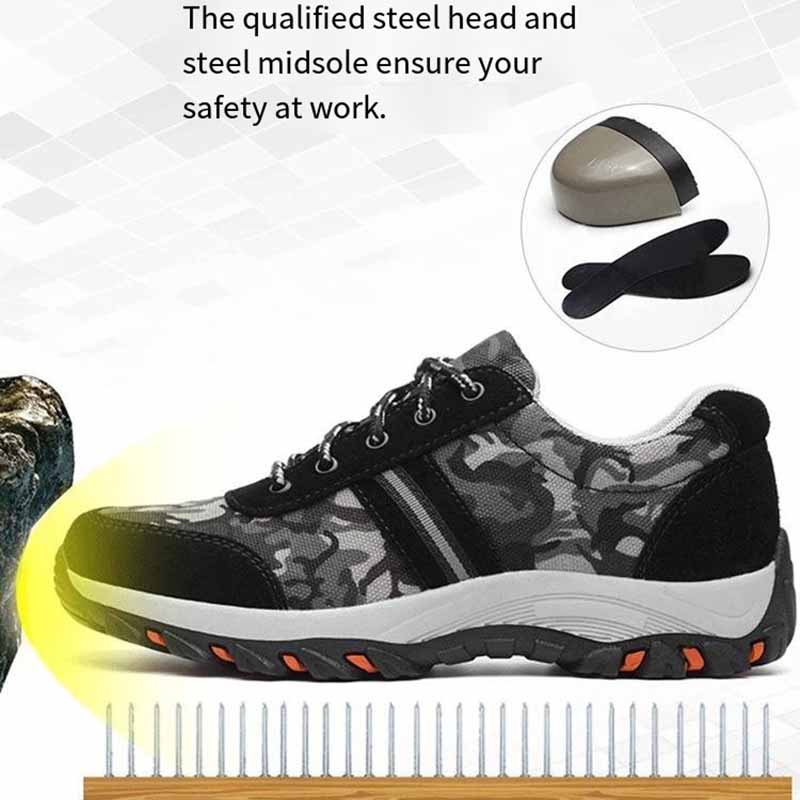 Oulylan Men Steel Toe Safety Shoes Proof Work Boots Breathable Comfortable Anti-smashing Anti-piercing Industrial Shoes Woman