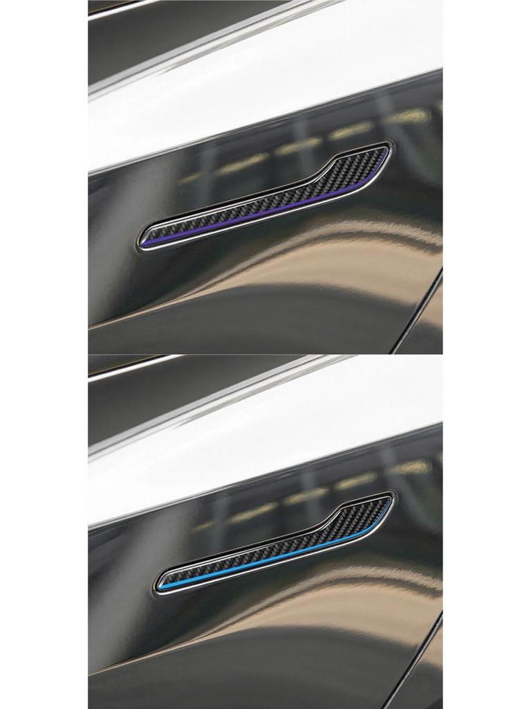 Schwarze Carbonfaser Außen Türgriff Aufkleber für Tesla Model 3/Y (2017-2022)