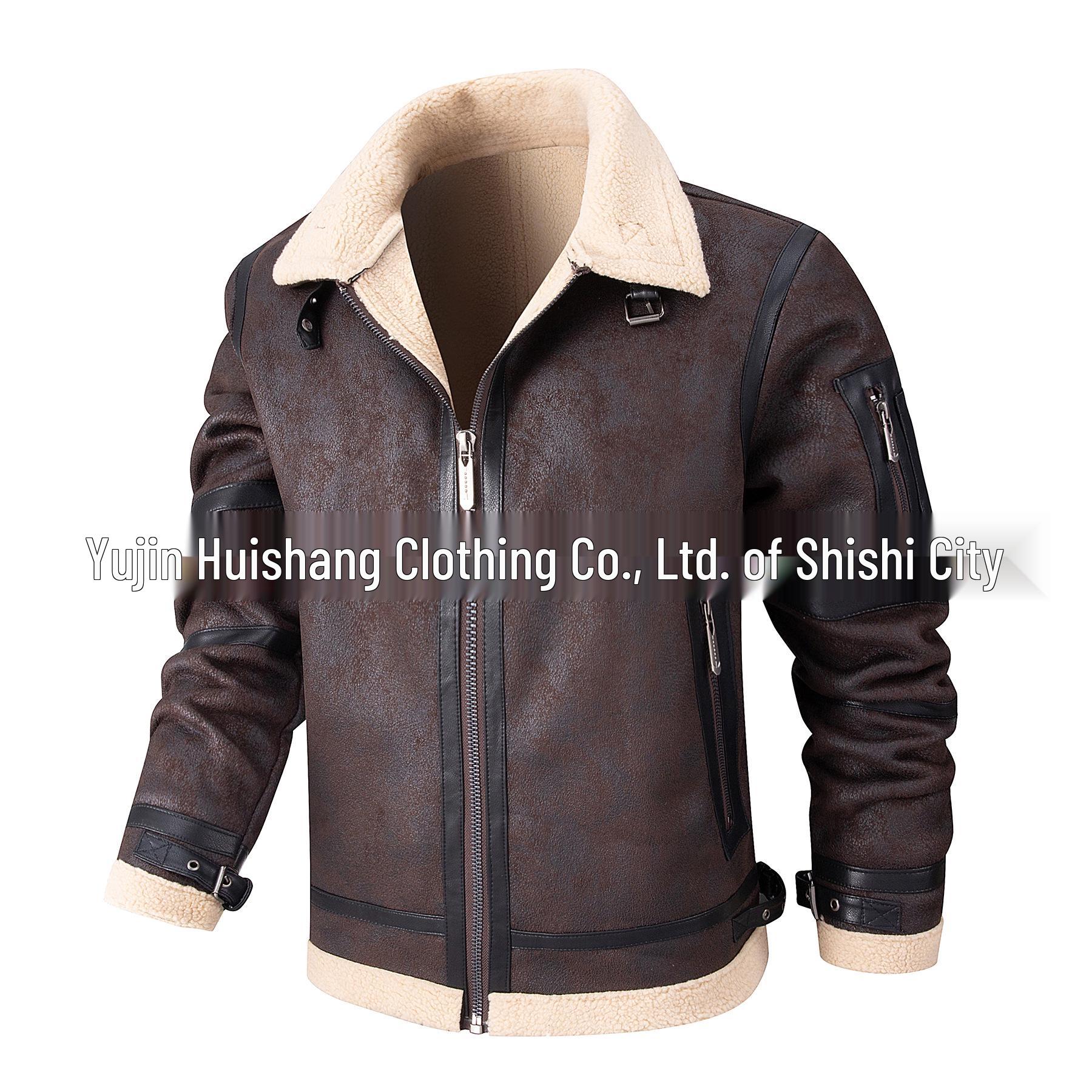 

2024 Men s Plus Velvet Thickened Leather Fur Jacket - Autumn/Winter Business Casual Outerwear L EU колір темно кави