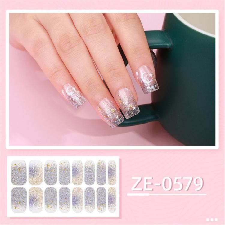 Nails Art Sticker Bronzing Nail Wraps Waterproof Gels Nail Strips with Nail File