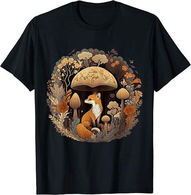 Cute Cottagecore Floral Fox Aesthetic Girls Graphic Unisex חולצת טריקו