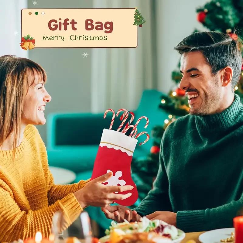 Mini Christmas Sock Silverware Holders Small Stocking Ornament for Knife Spoon Fork Storage Xmas Tree Dinner Table Party Decor