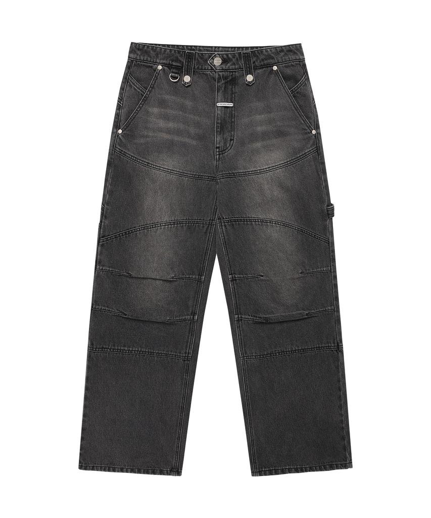THEVINYLHOUSE Round Double Knee Denim Pants Black