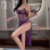 Sex Underwear Pure Desire Suspender Lace Perspective Sexy Split-ended Long Dress Purple Pure Desire Small Chest Temptation