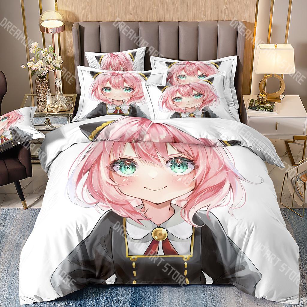 Fashion S-SPY Anya FAMILY Anime Bedding Set Single Twin Full Queen King Size Bed Set Kids Bedroom Duvetcover Sets Bed Sheet Set