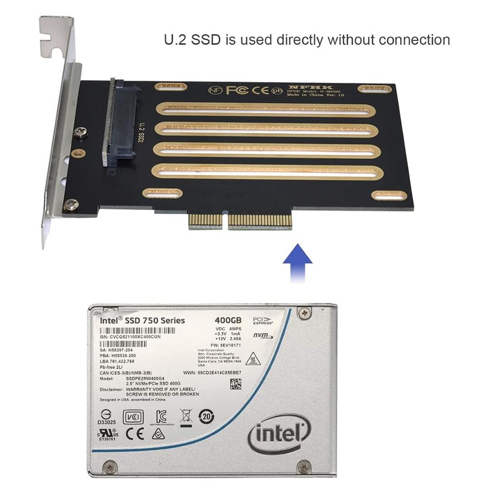 CHENYANG CY U.2 U2 Kit SFF-8639 to PCI-E 3.0 x4 Lane Host Adapter for Intel Motherboard & 750 NVMe PCIe SSD