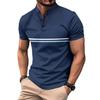 New Summer Men's Casual Sports Solid Colour Splicing Stripes Stand-up Collar Short Sleeve Polo Shirt