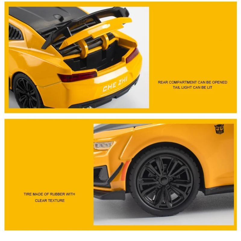 1/24 Alloy Die Cast Chevrolet Camaro Sports Car Model Toy Vehicle Simulation Sound Light Pull Back Collection Toys for Children Gifts